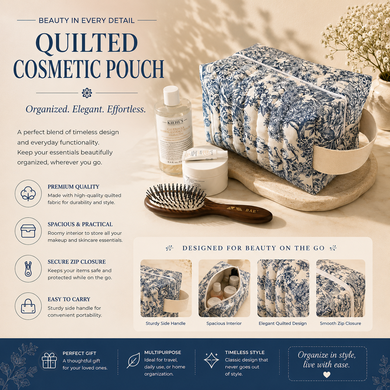 Floral Quilted Tote Bag