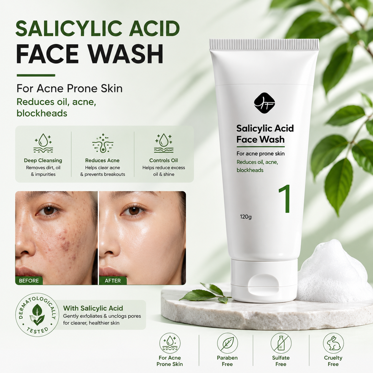 Salicylic Acid Face Wash for Acne-Prone Skin